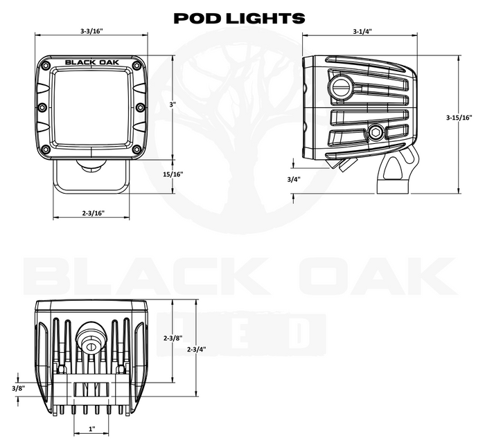 2 Inch Green LED Diffused Hog Hunting Pod Light - Black Oak LED Pro Series 3.0