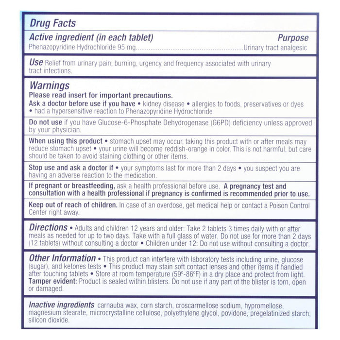 AZO Standard Urinary Pain Relief – Phenazopyridine 95 mg, 30 ct