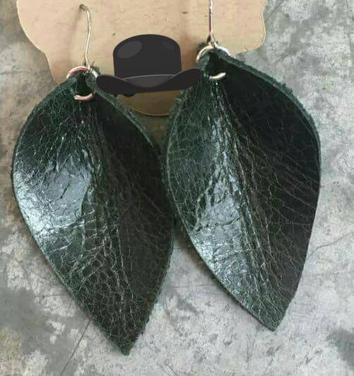 Black Leather Petal Earrings