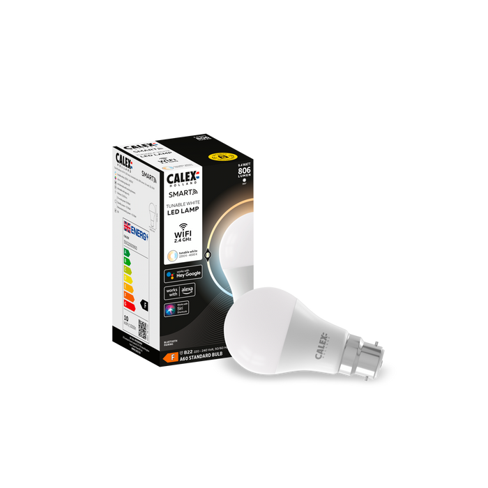 Calex Smart LED Bulb - B22 - A60 - 9.4W - White - Dimmable
