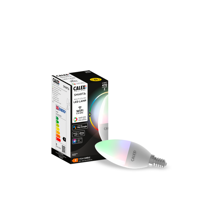 Calex Smart LED Bulb - E14 - B35 - 4.9W - RGB - White - Dimmable