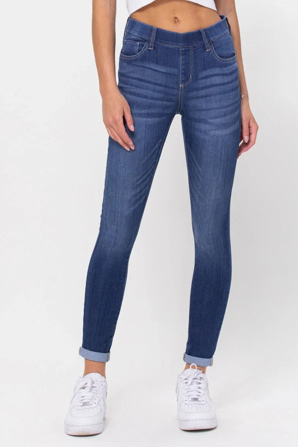 Cello Medium Wash Mid Rise Pull On Crap Skinny Jean