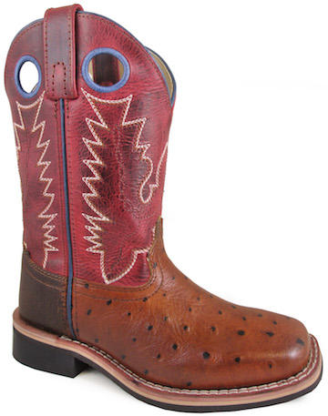 Children's Smoky Mountain Cognac/Red Crackle Square Toe Boot
