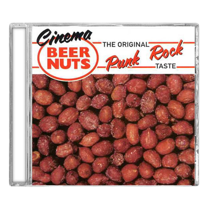 A CD case from Hopeless Records featuring a vibrant cover with red peanuts and the phrase βCinema Beer Nuts: The Original Punk Rock Tasteββideal for fans of punk rock bands and compilation albums.