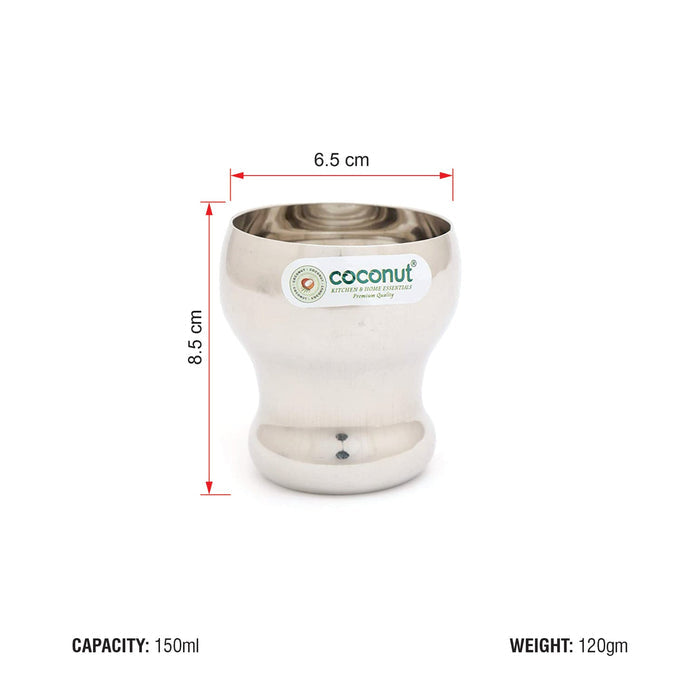 Coconut Stainless Steel Water Glass- Model - B25 (Capacity -150ML each glass)