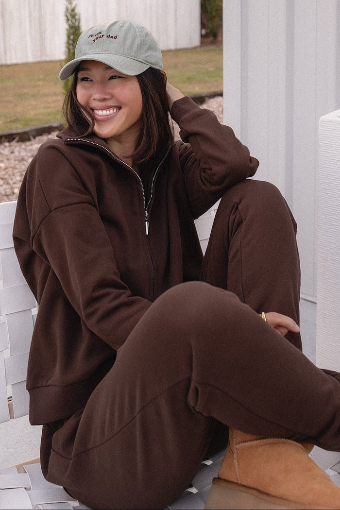 Collar Zip Sweater - Cocoa