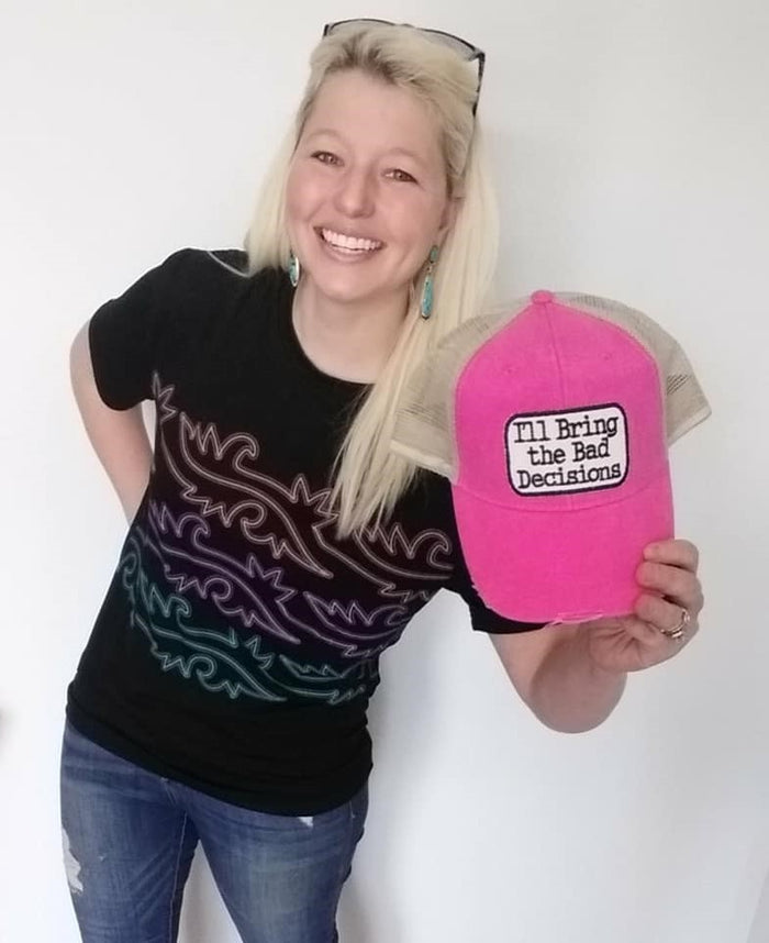 Cowgirl tee Multi Scroll colors