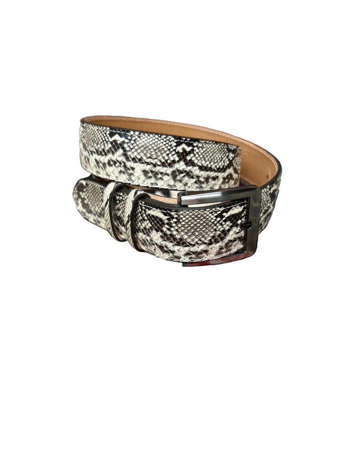 Python belt with western buckle.