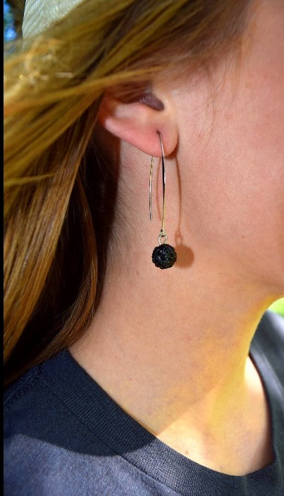 Dangle Sparkle Ball Earrings Black
