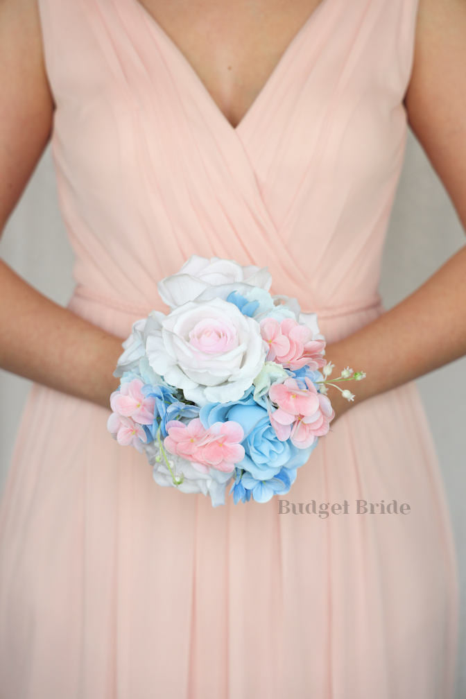 Faux Wedding Bouquet in Pink and Blue - $58.50 | Candy Pink Collection