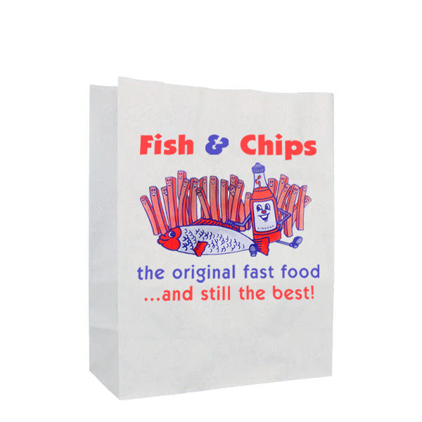 Magnum Packaging 14 x 11" / 500 Bags Fish & Chips Design Paper SOS Grab Bags