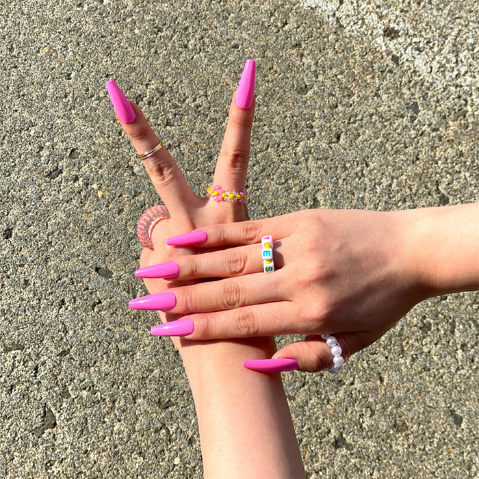 #Gc02 Gold Finger Solid Color Nails 24 Pcs