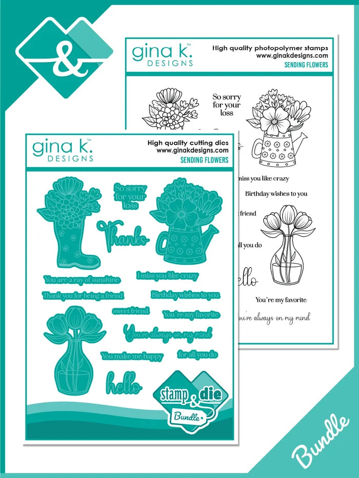 Gina K. Designs - Stamp & Die Set - Sending Flowers. Set by Gina K Designs. Available at Embellish Away located in Bowmanville Ontario Canada.
