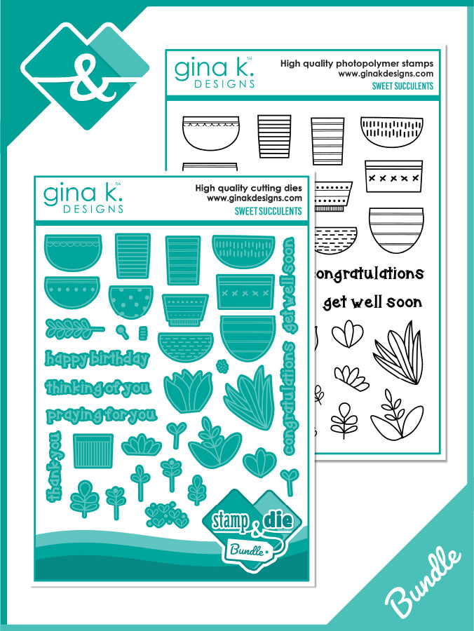 Gina K. Designs - Stamp & Die Set - Sweet Succulents. Set by Beth Silaika. Available at Embellish Away located in Bowmanville Ontario Canada.