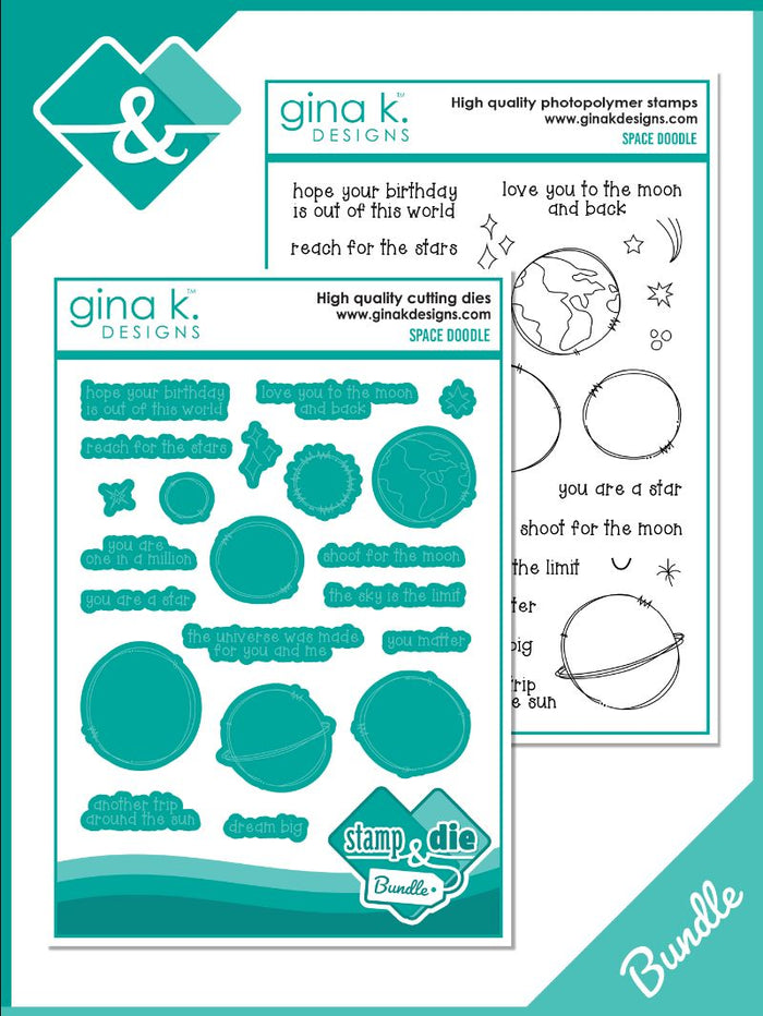 Gina K. Designs - Stamp & Dies - Space Doodles. Available at Embellish Away located in Bowmanville Ontario Canada.