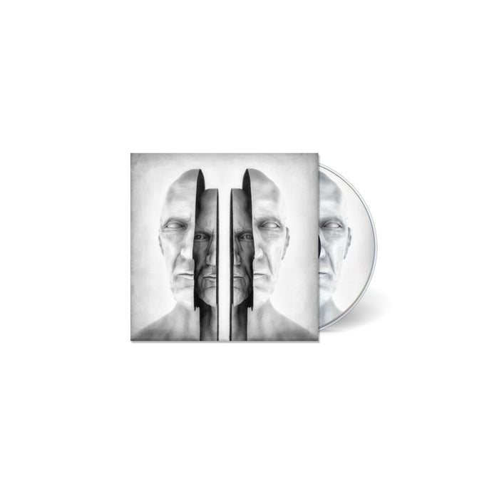 A CD case from GroundCulture featuring abstract grayscale art of an older mans face, mirrored and split by black bars on a white background. Praised by Kerrang, Life Wont Wait introduces a powerful new voice.