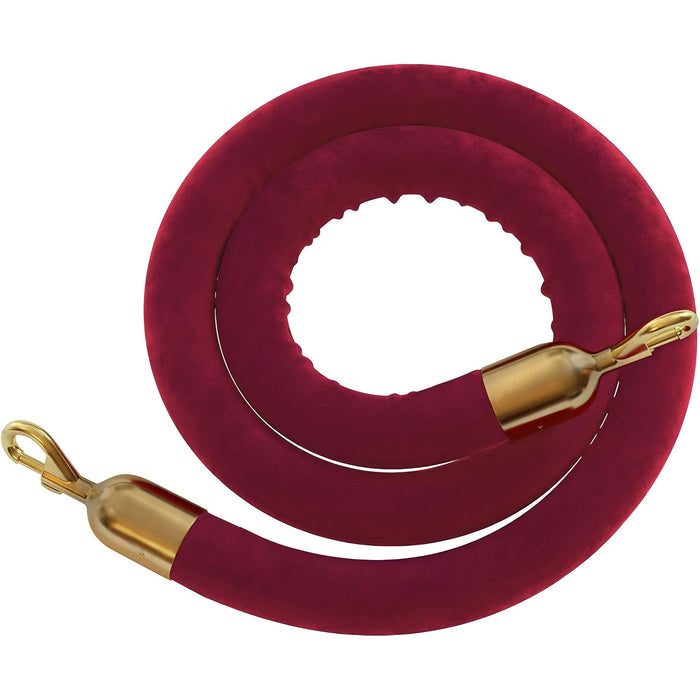 6 FT / MAROON ROPE / SATIN BRASS SNAP ENDS