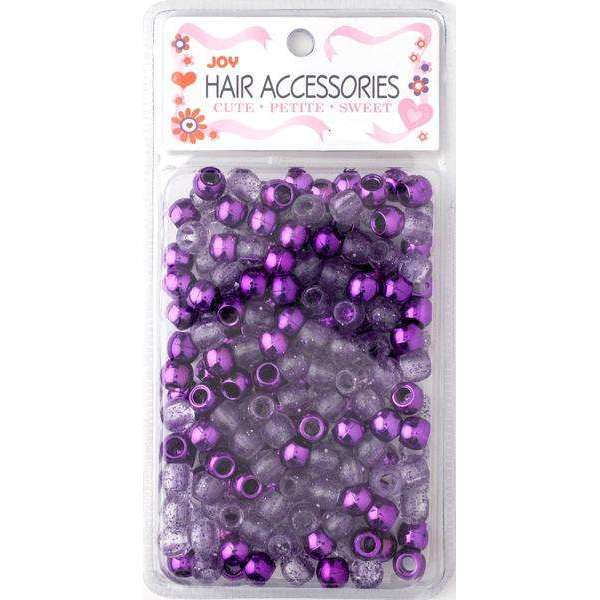 Joy Round Hair Beads Large, 240 Count, Purple Metallic & Glitter
