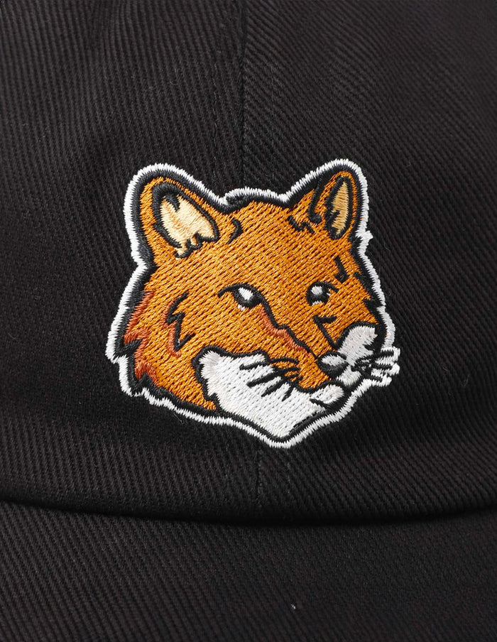 Large Fox Head Embroidery 6p Cap Black