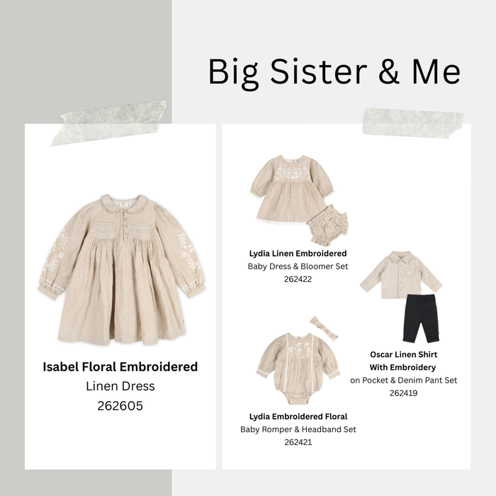 Matching Embroidered Baby Outfits in Organic Cotton Blend by Viverano
