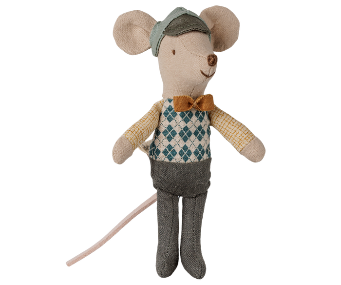 Maileg Driver Mouse Little Brother in Green Car Box