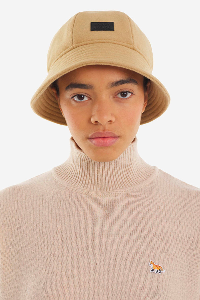 MAISON KITSUNE WOOL BUCKET HAT BEIGE