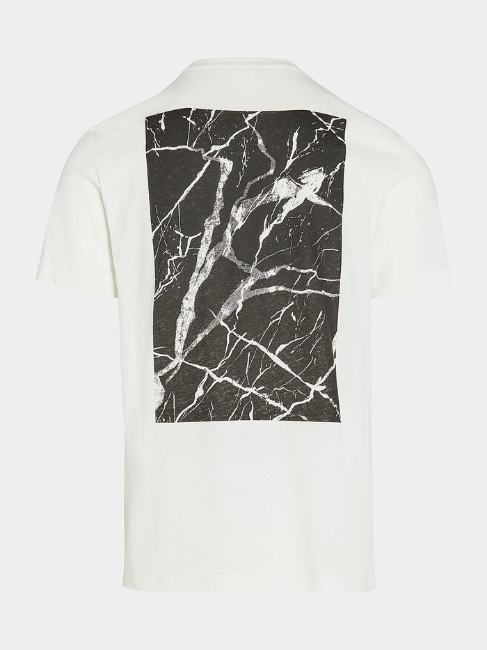 Marble Print Cotton T-Shirt JANTA V1.Y7.02 White