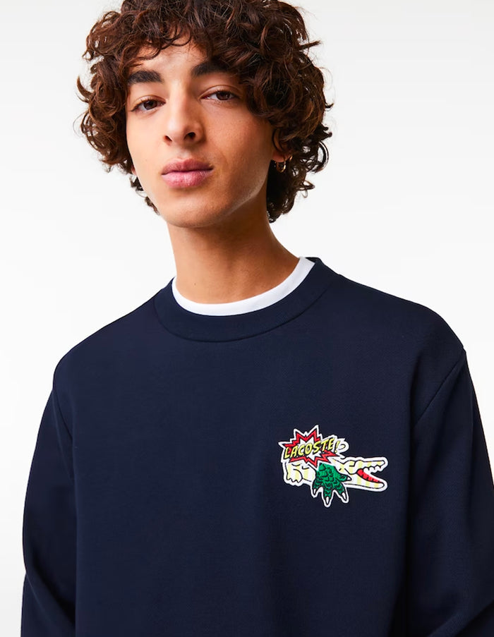 Men's Badge Organic Cotton Sweatshirt 166 MARINE