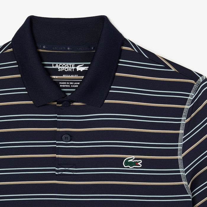 Men’s Golf Recycled Polyester Stripe Polo Navy Blue