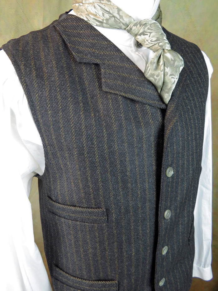 Men's Notch Vest - Diagonal Tan Chalk Stripe #608