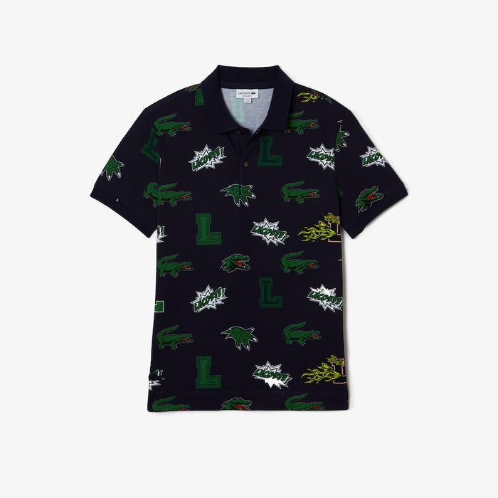 Men's Regular Fit Crocodile Print Polo MARINE/MULTICO
