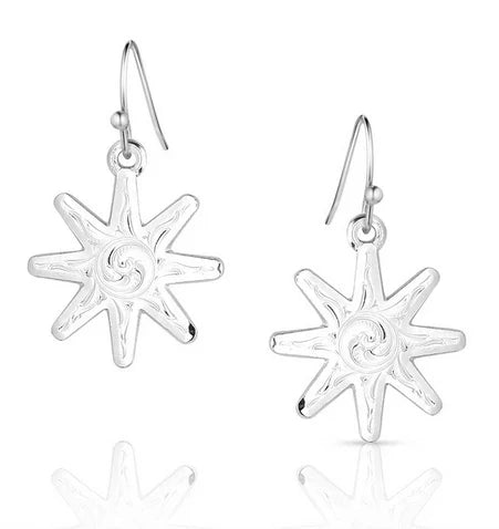 Silver spur shaped earrings with a French wire hook.