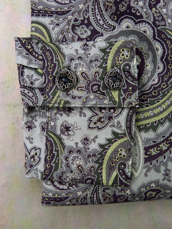 Pale Cyan and Wine Paisley Dakota Shirt