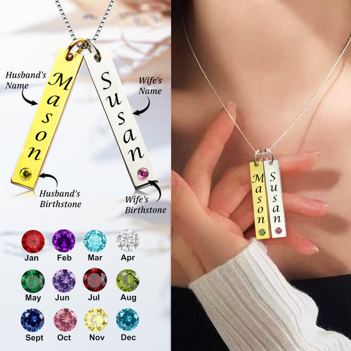 Personalized Couple Promise Birthstone Necklace