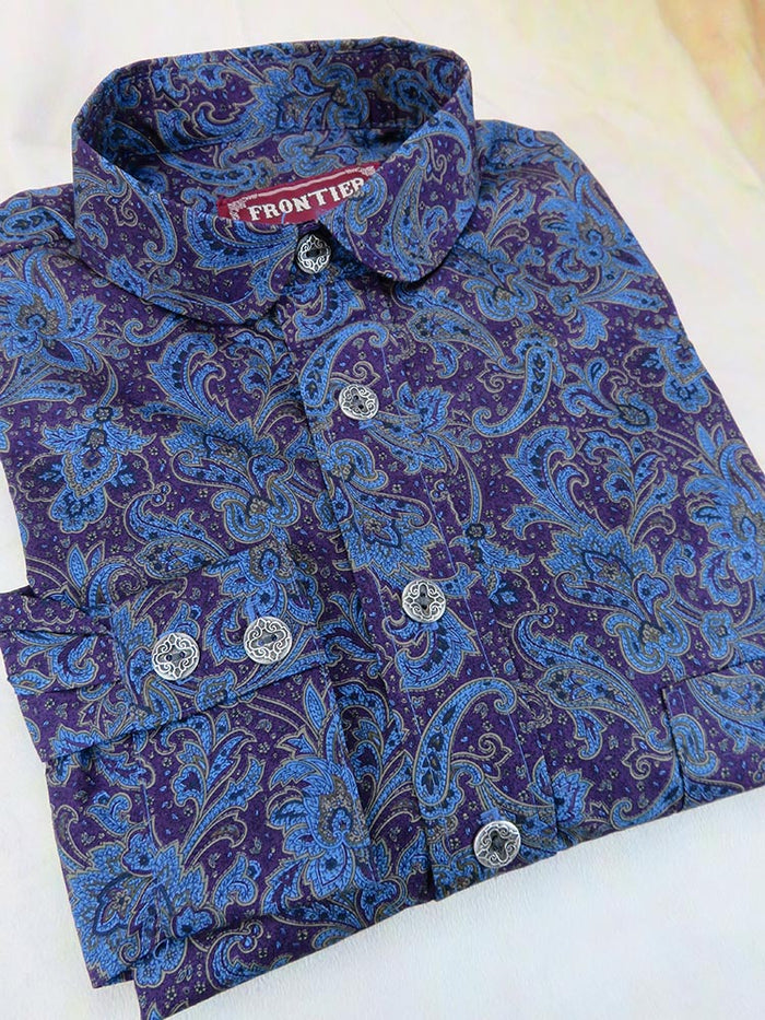 Purple and Cobalt Blue Floral Paisley Men's Dakota Shirt