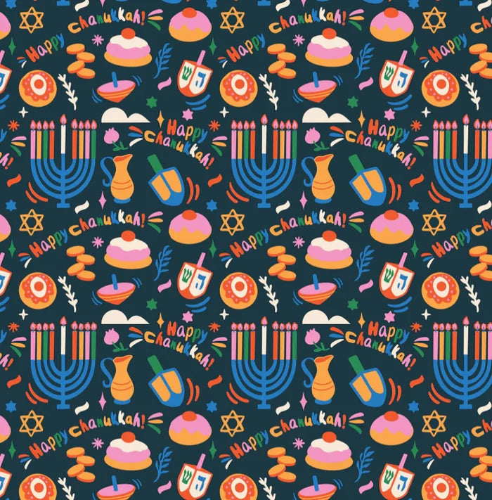 Rainbow Hanukah Square Disposable Chargers - 24 Pack