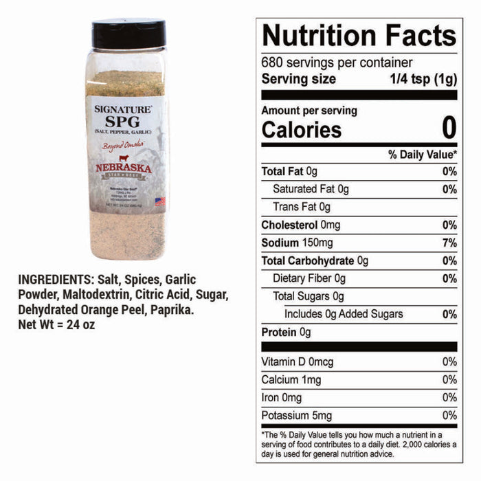Salt, Pepper, Garlic Seasoning | 24 oz | Nebraska Star Beef