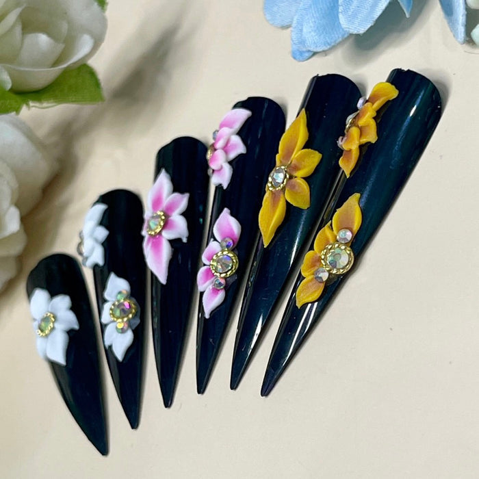 Set 3pcs Handmade 3D Acrylic Nail Flowers