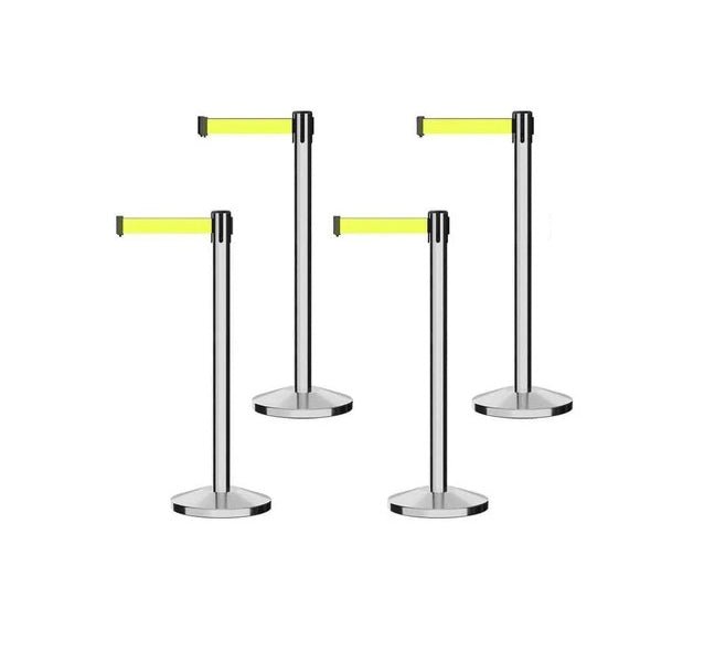 POLISHED STAINLESS STEEL POST AND BASE / FLUORESCENT YELLOW