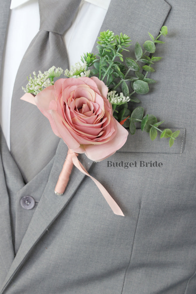 Silk Wedding Bouquet in Dusty Rose and Mauve - $58.50 | Amire Collection