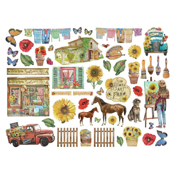 Stamperia - Die-Cuts - Sunflower Art. Take your projects to the next level and put the perfect finishing touch with die cut embellishments. Available at Embellish Away located in Bowmanville Ontario Canada.