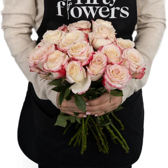 Sweetness Pink Frills White Rose Apron - Image