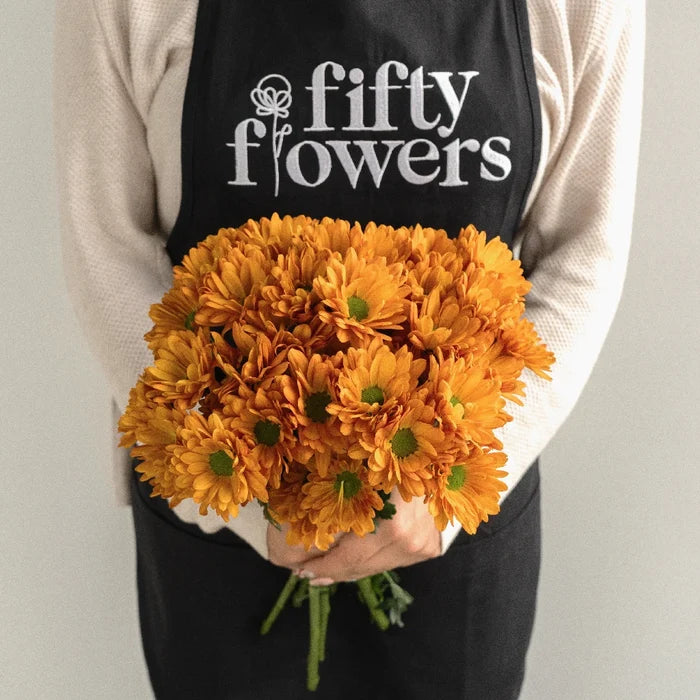 Tangerine Orange Wedding Daisy Flower Apron - Image