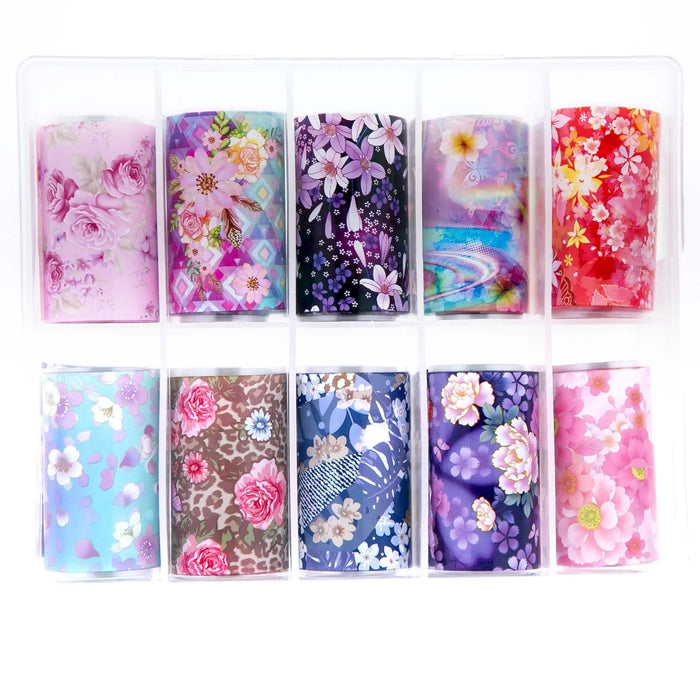 TFS-21 Colourful Floral Foil Setย ย Naio Nails