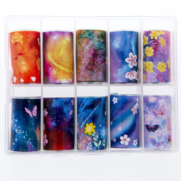 TFS-23 Vibrant Floral Galaxy Set of FoilsΒ Β Naio Nails