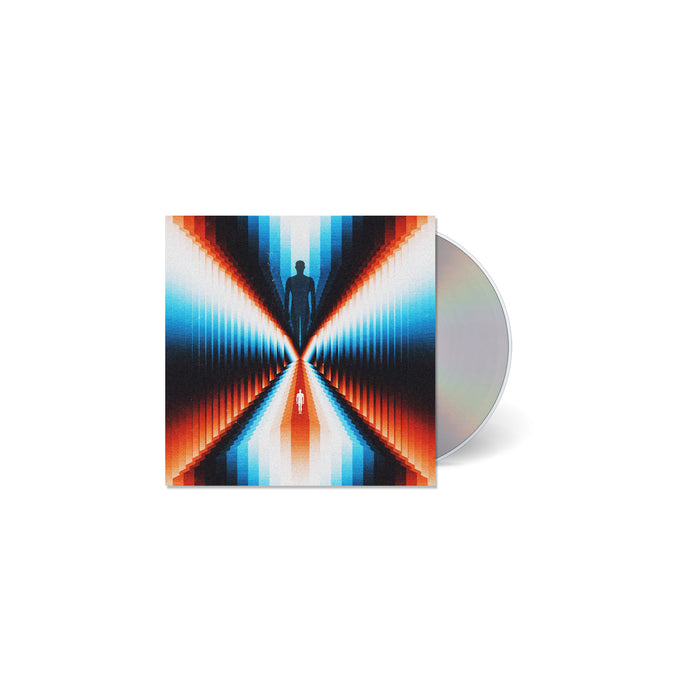 A CD by Trash Boat featuring a cover with a silhouette in a tunnel of vivid blue, red, and white geometric patternsโdepth and symmetry that visually echo the energy of tracks like Dont You Feel Amazing.