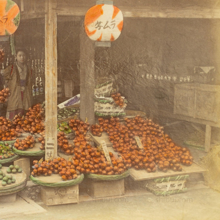 Vegetable Shop | Japanese Antique Hand Tinted Albumen Photo