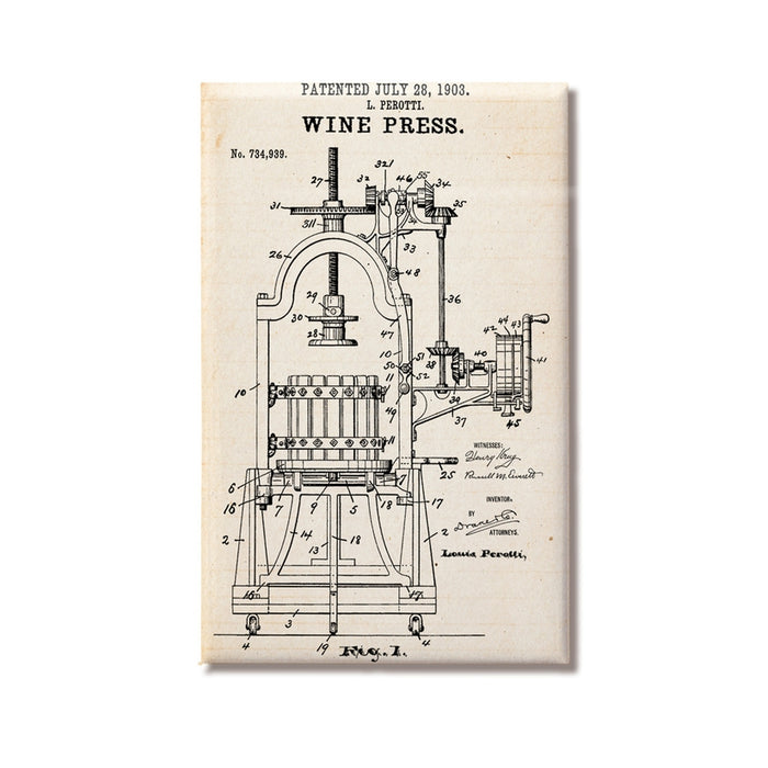 Wine Press Patent Diagram Magnet