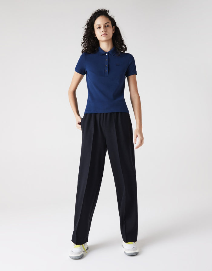 WOMEN'S STRETCH COTTON PIQUE POLO NAVY BLUE