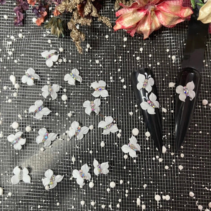 04 Pieces Acrylic 3D Flowers Nails 3D Butterfly